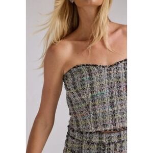 NWT Generation Love Shay Tweed Bustier Crop Top XXLARGE in Black Rainbow REVOLVE
